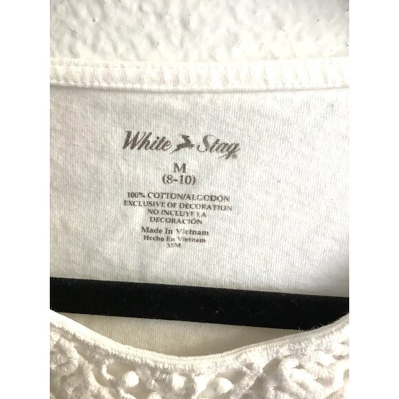 White Stag Womens Medium White Sleeveless Cotton Top With Embroidered Neckline - Picture 3 of 5